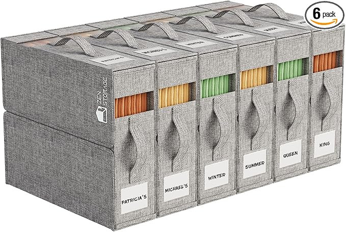 6 Pack Sheet Storage Organizer (King & Queen Size) with handle, Foldable Sheet Set Organizer for ... | Amazon (US)