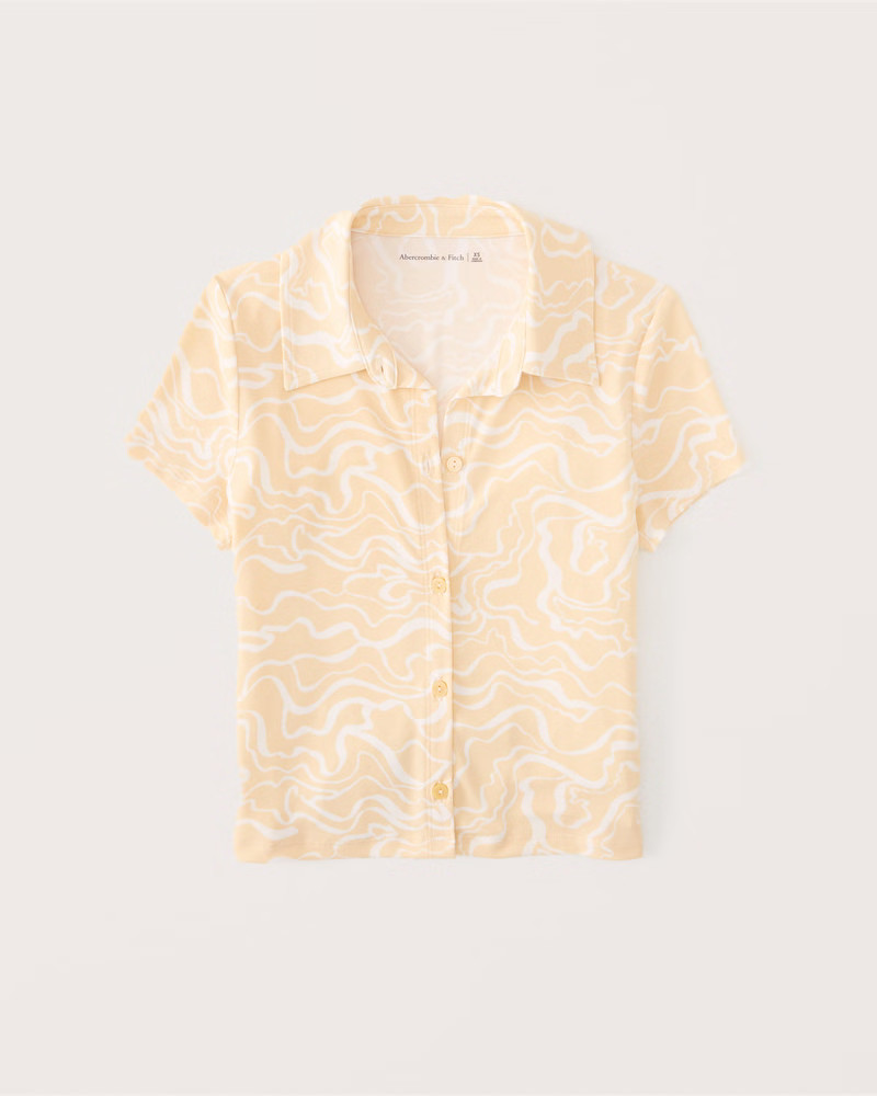 Short-Sleeve Button-Up Polo | Abercrombie & Fitch (US)