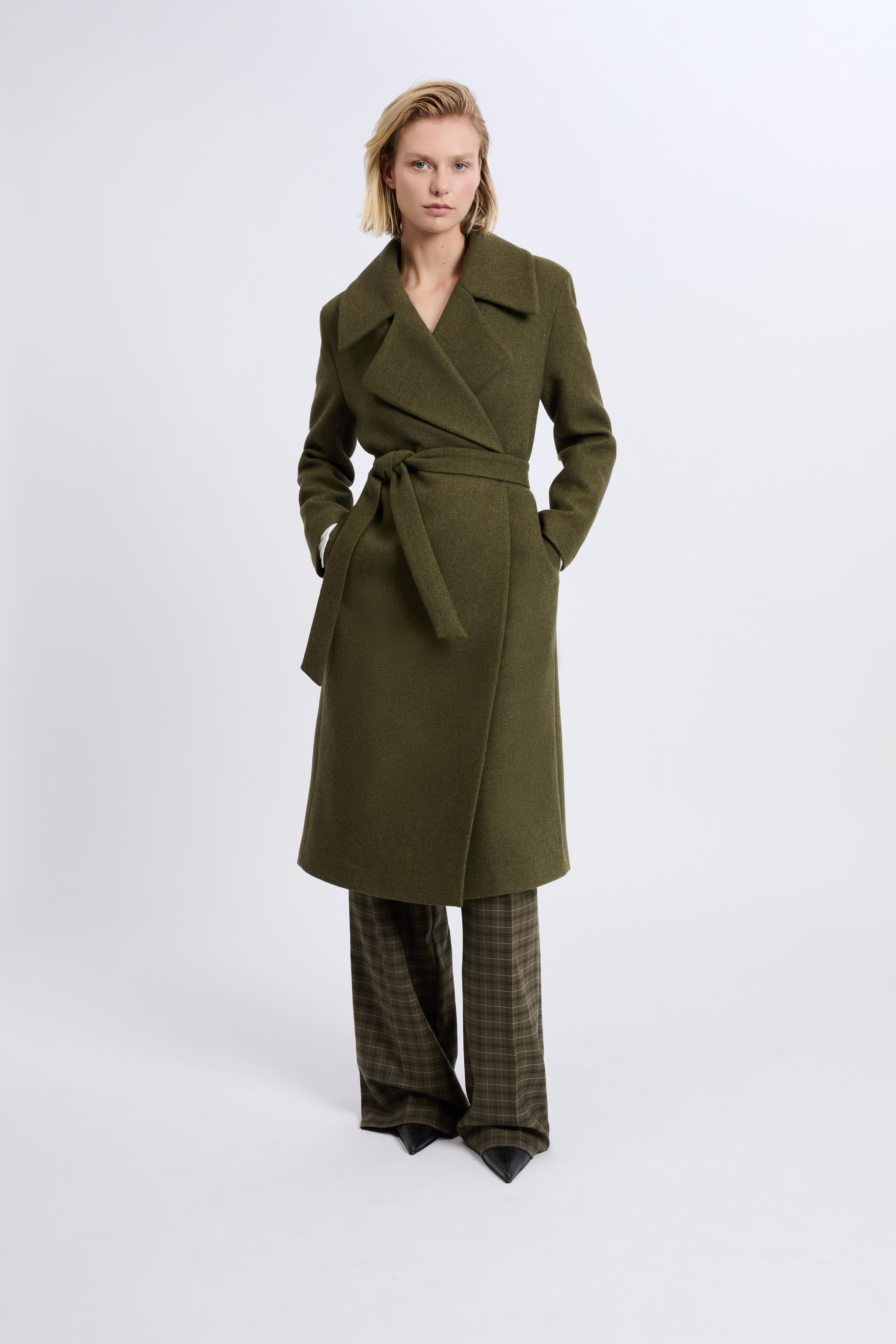 Manteau long ceinturé avec laine | Etam FR