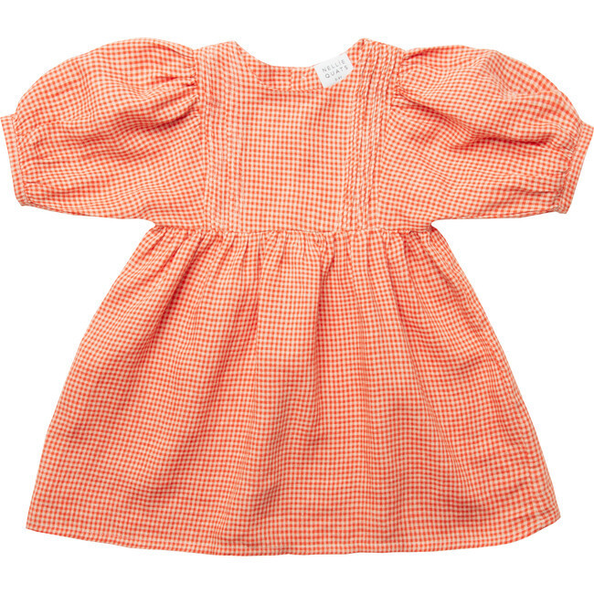 Nellie Quats | Pat-A-Cake Mini Check Linen Dress, Strawberry & Oat (Plaid, Size 7-8Y) | Maisonette | Maisonette