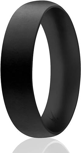 ROQ Silicone Wedding Ring for Men, Affordable 6mm Metallic Silicone Rubber Wedding Bands, Comfort... | Amazon (US)