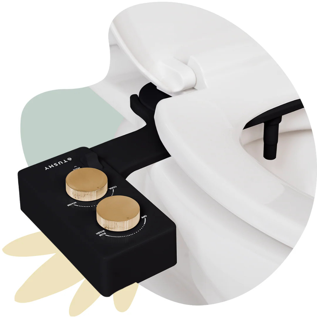 TUSHY Spa 3.0 Warm Water Heated Bidet Toilet Attachment | Fits All Standard Toilets | Bidet Seat | Easy to Install | Black/Gold | TUSHY