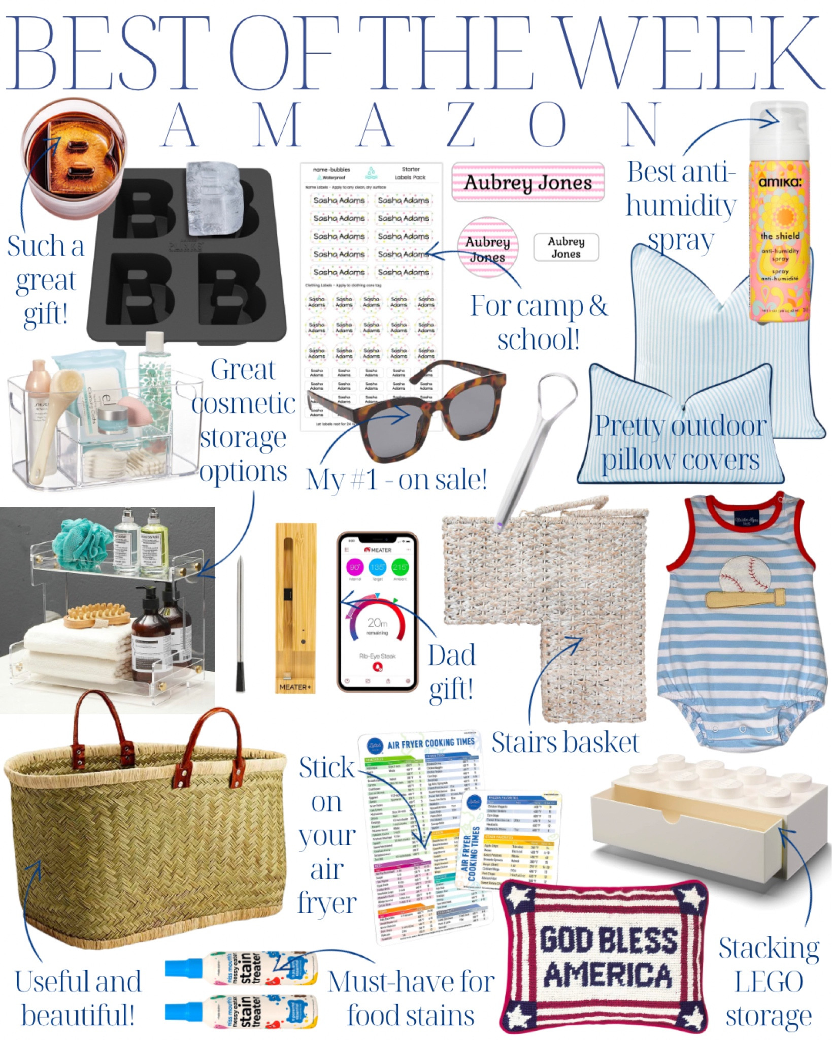 Father’s Day gift idea bourbon unique gift, sunglasses kids, camp camp ideas camp must haves personalized labels anti-humidity hairspray, outdoor pillows, blue and white pillows baseball appliqué outfit home organizing, grilling gift, Lego storage cosmetics storage, make up storage bathroom storage, large basket, home decor, air fryer, Fourth of July, americana, patriotic, embroidered pillow, playroom, boys room, classic home life hack, Amazon, favorites, Amazon finds 

#LTKunder50 #LTKhome #LTKunder100