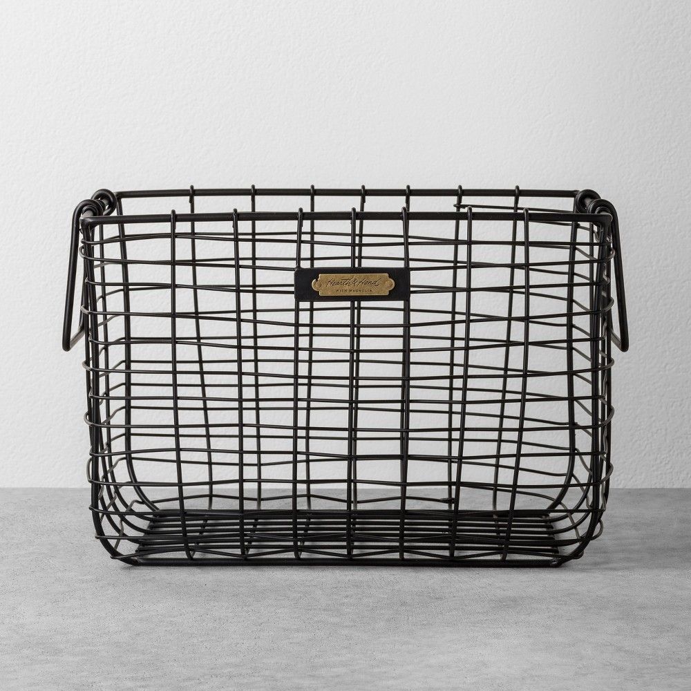 Medium Wire Storage Basket Black - Hearth & Hand with Magnolia | Target