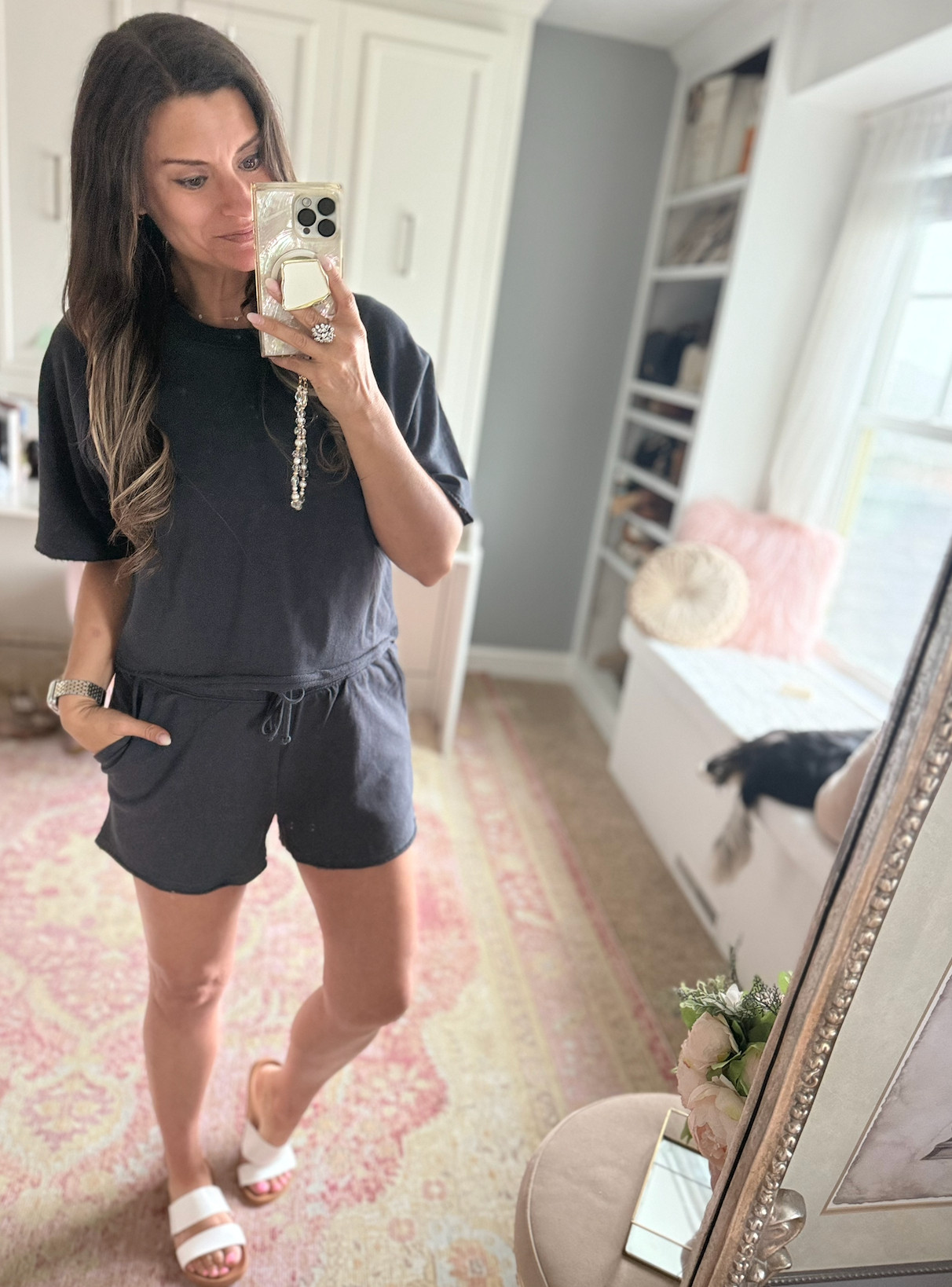 Comfortable look for working from home 

 