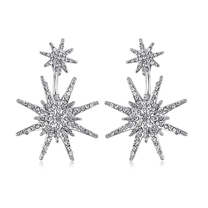Star Stud Unique Dangling Earrings for Women Fashion Wedding Ear Jacket Jewelry | Amazon (US)