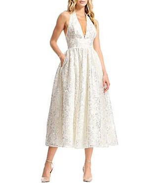 Dress the Population Christina Halter Sequin Midi Dress - M | Dillard's
