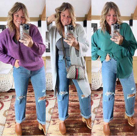 Clogs, fall fashion, Amazon sweater, Coatigan, fall cardigan, straight leg jeans, silky blouse, designer inspired bag , target tank top - 16 in jeans, xl in Coatigan and xxl in purple sweater and silky top 

#LTKcurves #LTKshoecrush #LTKunder50