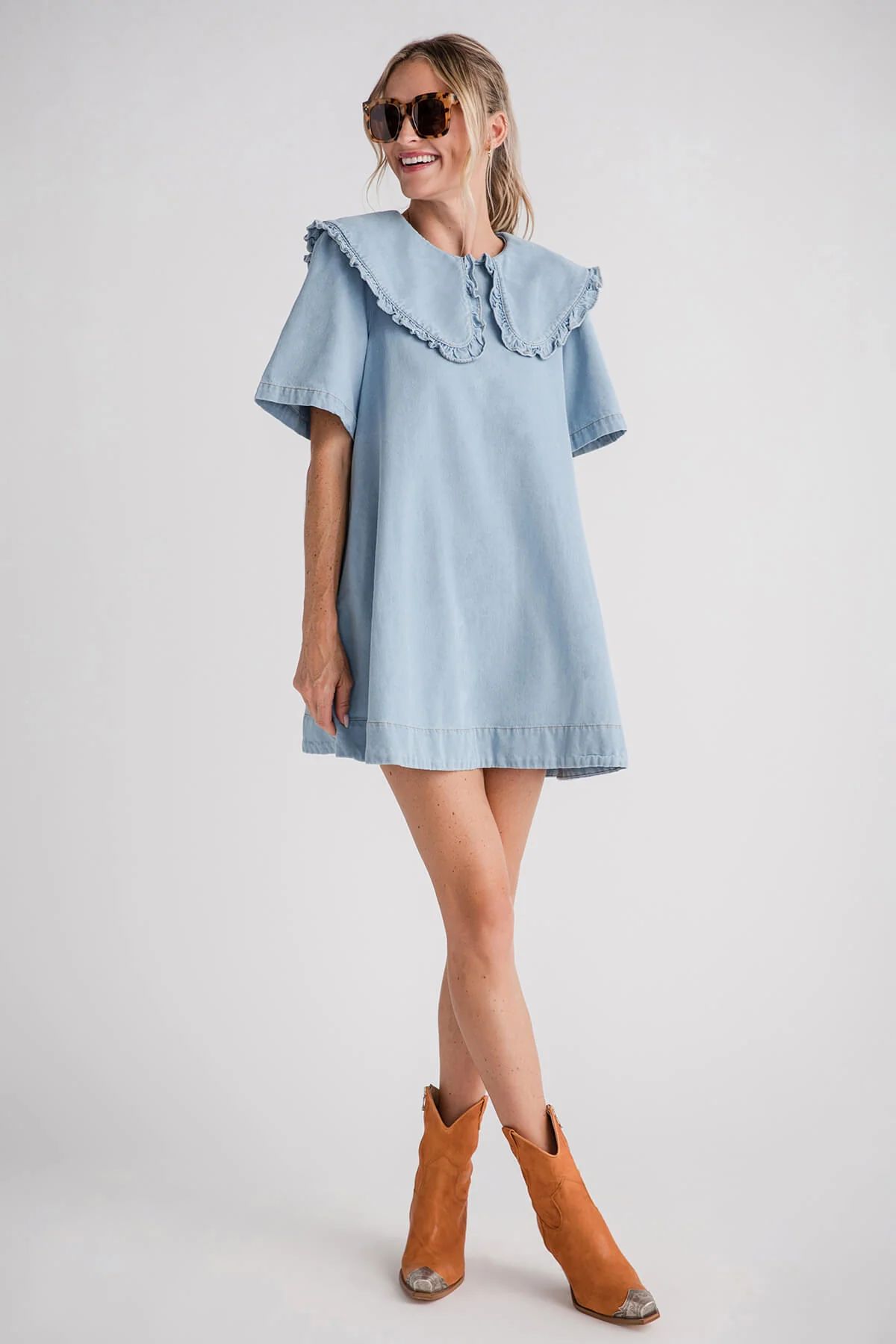 Mable Peter Pan Collar Denim Dress | Social Threads