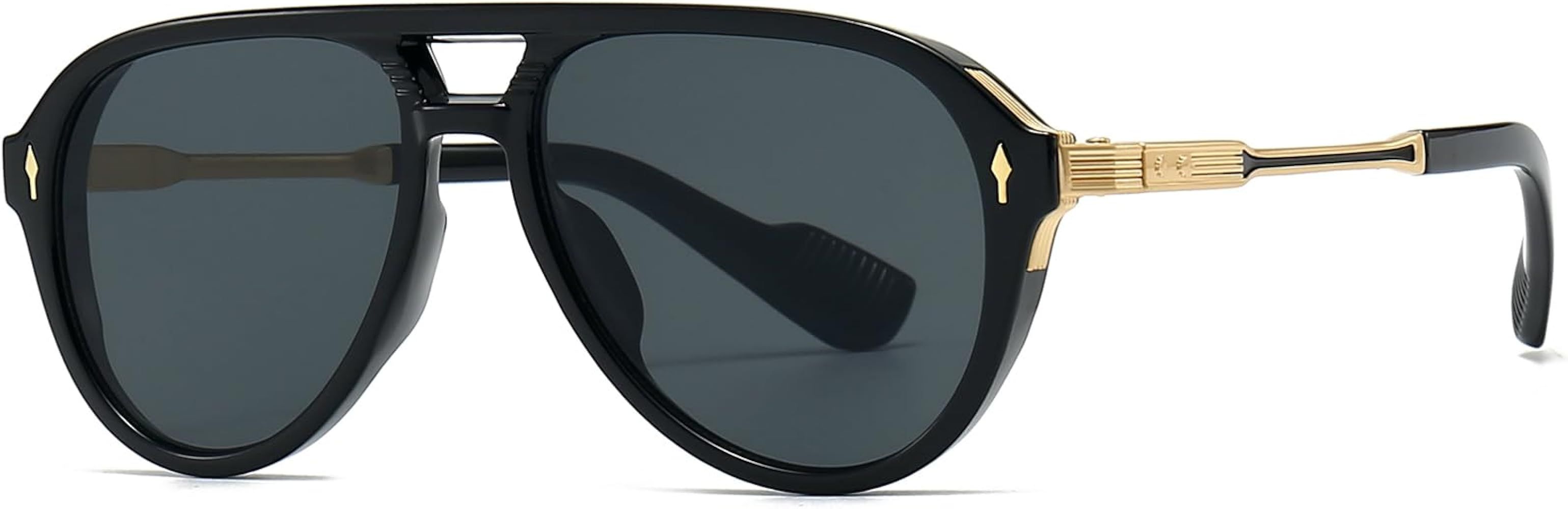 AIEYEZO Retro Aviator Sunglasses for Men Women Classic Military Pilot Sun Glasses 70s Vintage Sha... | Amazon (US)