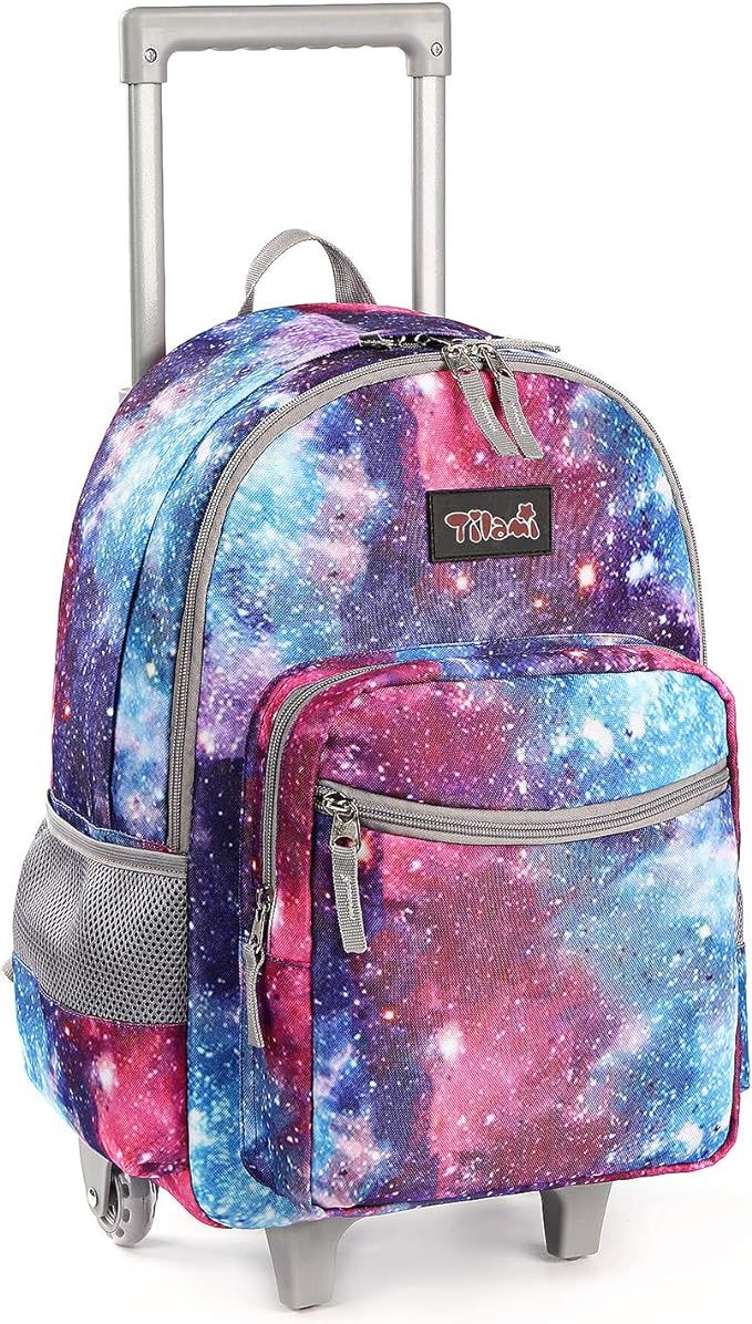 Rolling Backpack 18 inch Double Handle Wheeled Laptop Boys Girls Travel School Children Luggage T... | Amazon (US)