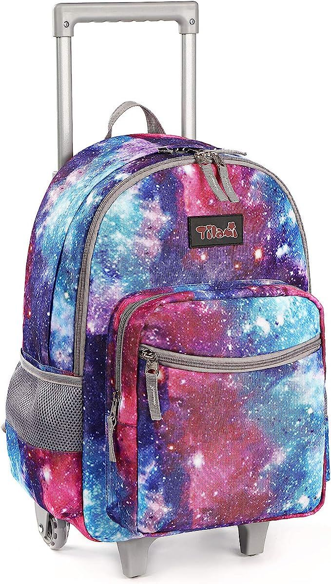 Rolling Backpack 18 inch Double Handle Wheeled Laptop Boys Girls Travel School Children Luggage T... | Amazon (US)