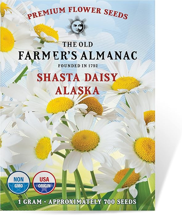 The Old Farmer's Almanac Daisy Seeds (Shasta Alaska) - Approx 700 Flower Seeds - Non-GMO, Premium... | Amazon (US)