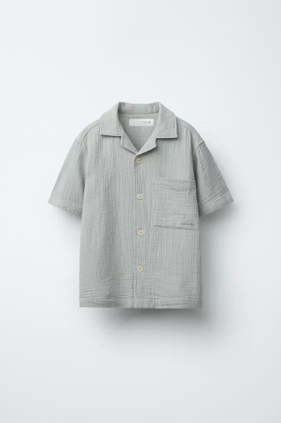 TEXTURED POCKET SHIRT Pearl gray Ecru | Zara US
