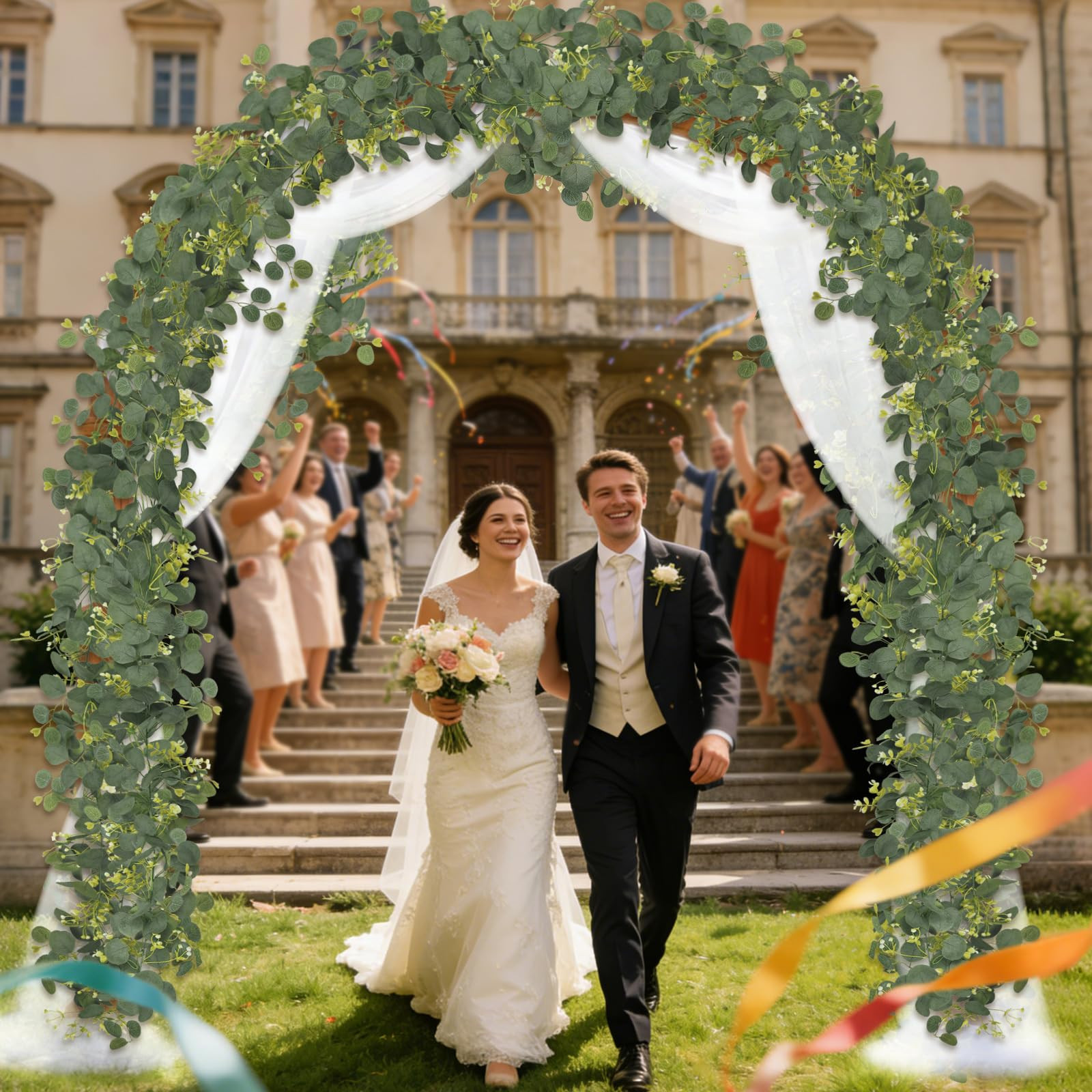 Eucalyptus Garland Faux Silk Leaf Silver Dollar Artificial Greenery Fake Eucalyptus Leaves Garlan... | Amazon (US)