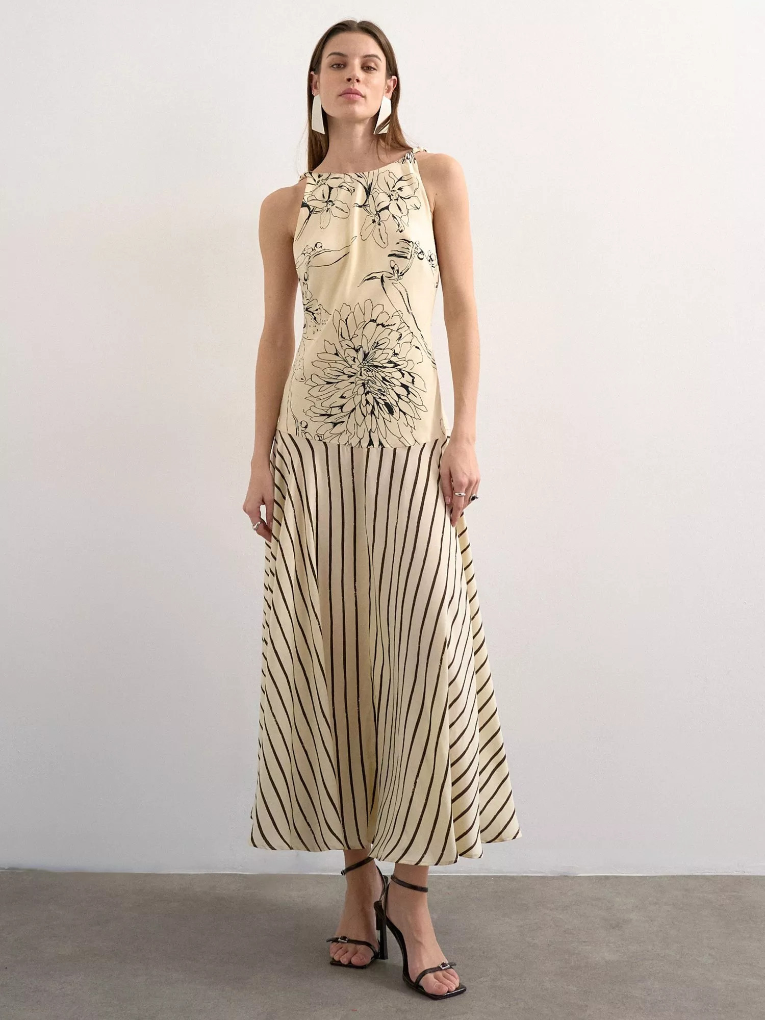 Topshop Floral Stripe Contrast Print Maxi Dress | John Lewis (UK)