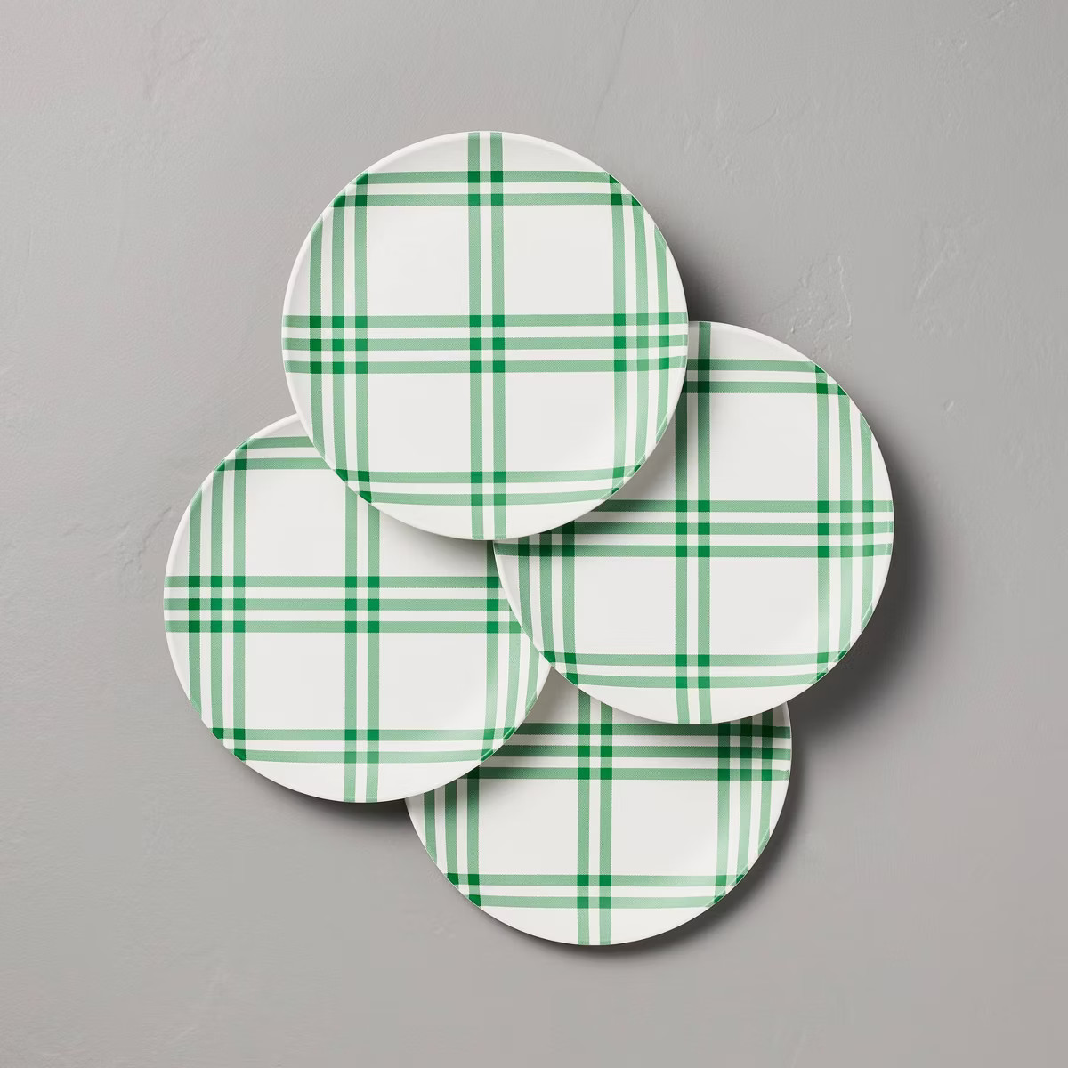 8.8" Tri-Stripe Plaid Melamine Salad Plates Green/Cream - Hearth & Hand™ with Magnolia | Target