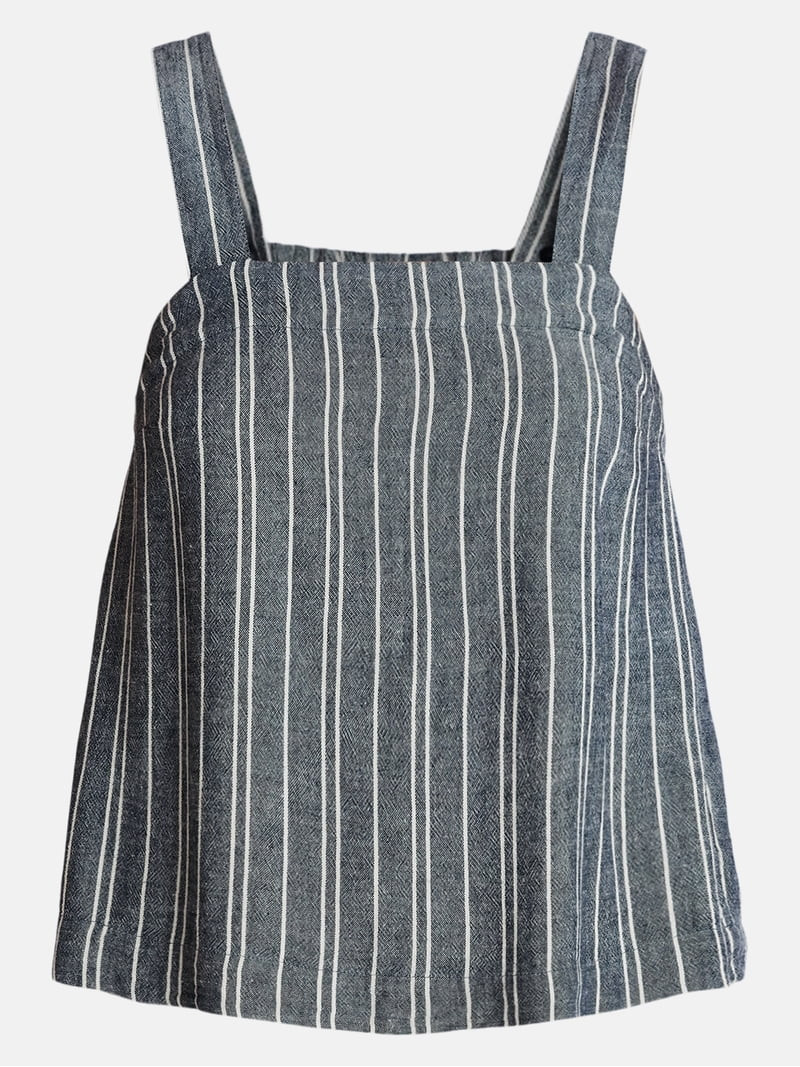 Time and Tru Women's Square Neck Linen Tank, Sizes XS-XXXL | Walmart (US)