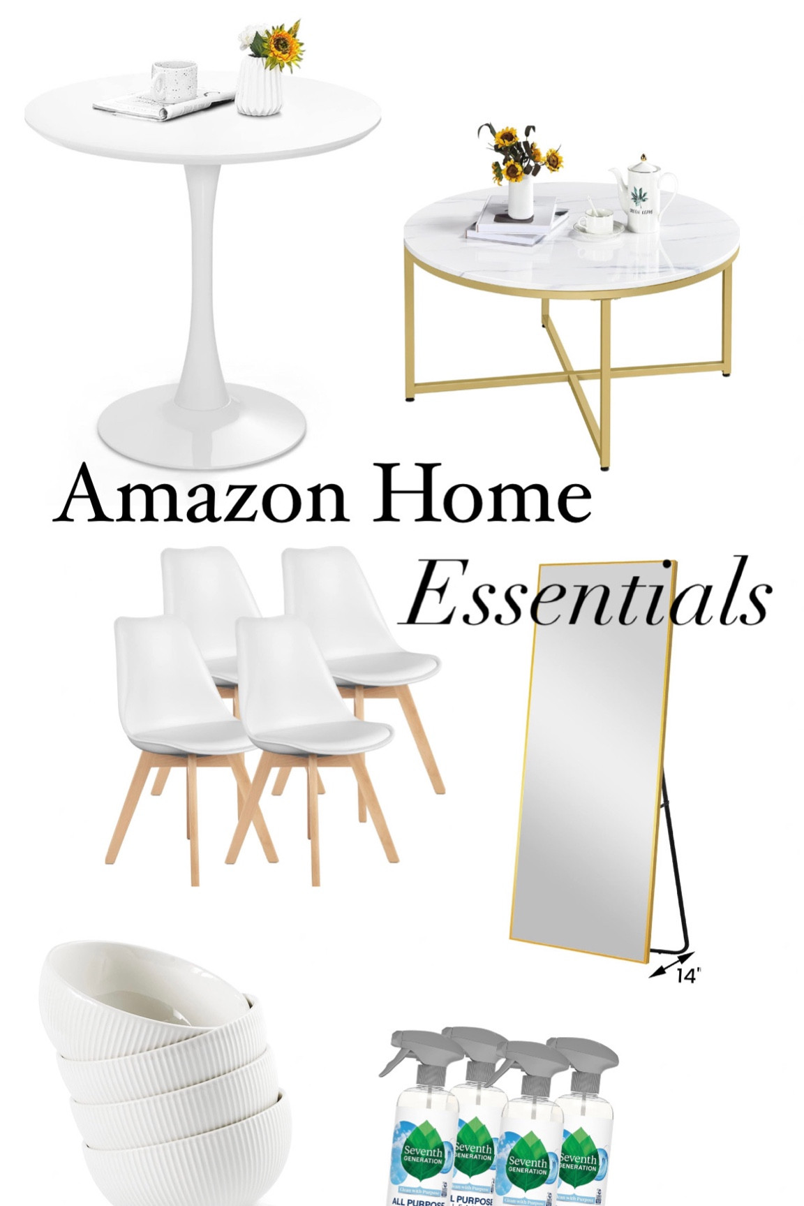 Amazon Home Essentials - Amazon furniture & home finds I bought for our new apartment.

Furniture, aesthetic minimalist vibes, home finds, kitchen and cleaning, dining room table, tulip table, cute chairs, full length mirror, gold mirror, marble coffee table, breakfast bowls



#LTKhome #LTKFind