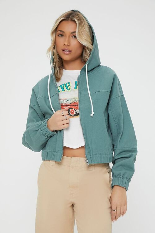 Canvas Zip-Up Hooded Jacket | Forever 21 (US)