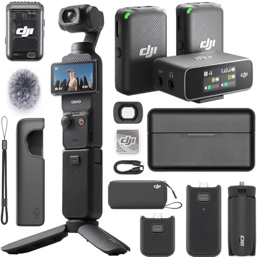 DJI CP.OS.00000302.01 Osmo Pocket 3 Creator Combo 4K 120fps Handheld 3-Axis Gimbal Bundle with Mic Wireless Microphone System with Audio Recorder and Charging Case | Amazon (US)