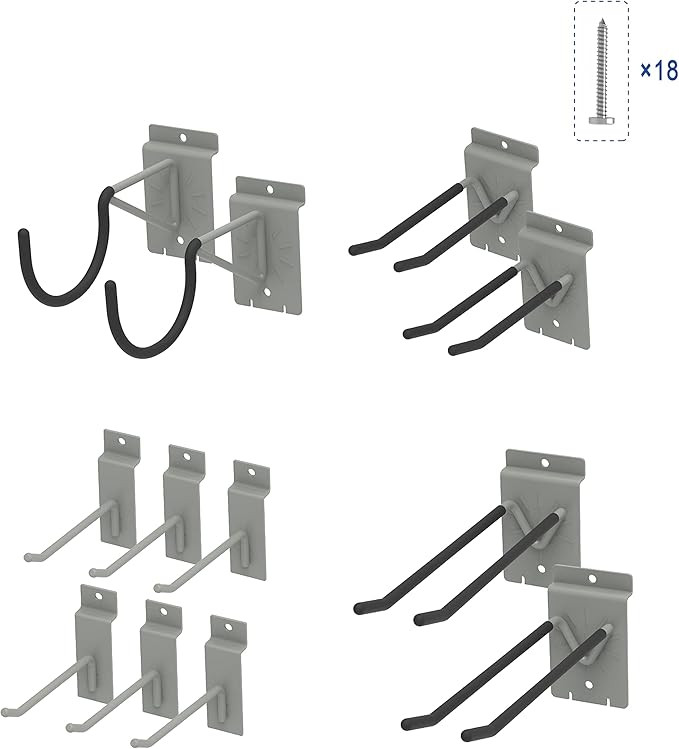 POETISKE Slatwall Hook Set Garage Storage Organizer Ladder Shovel Folding Chair Hanger 12PC | Amazon (US)
