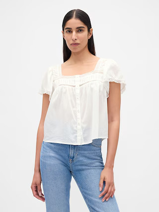 Lace-Trim Square-Neck Top | Gap | Gap (US)