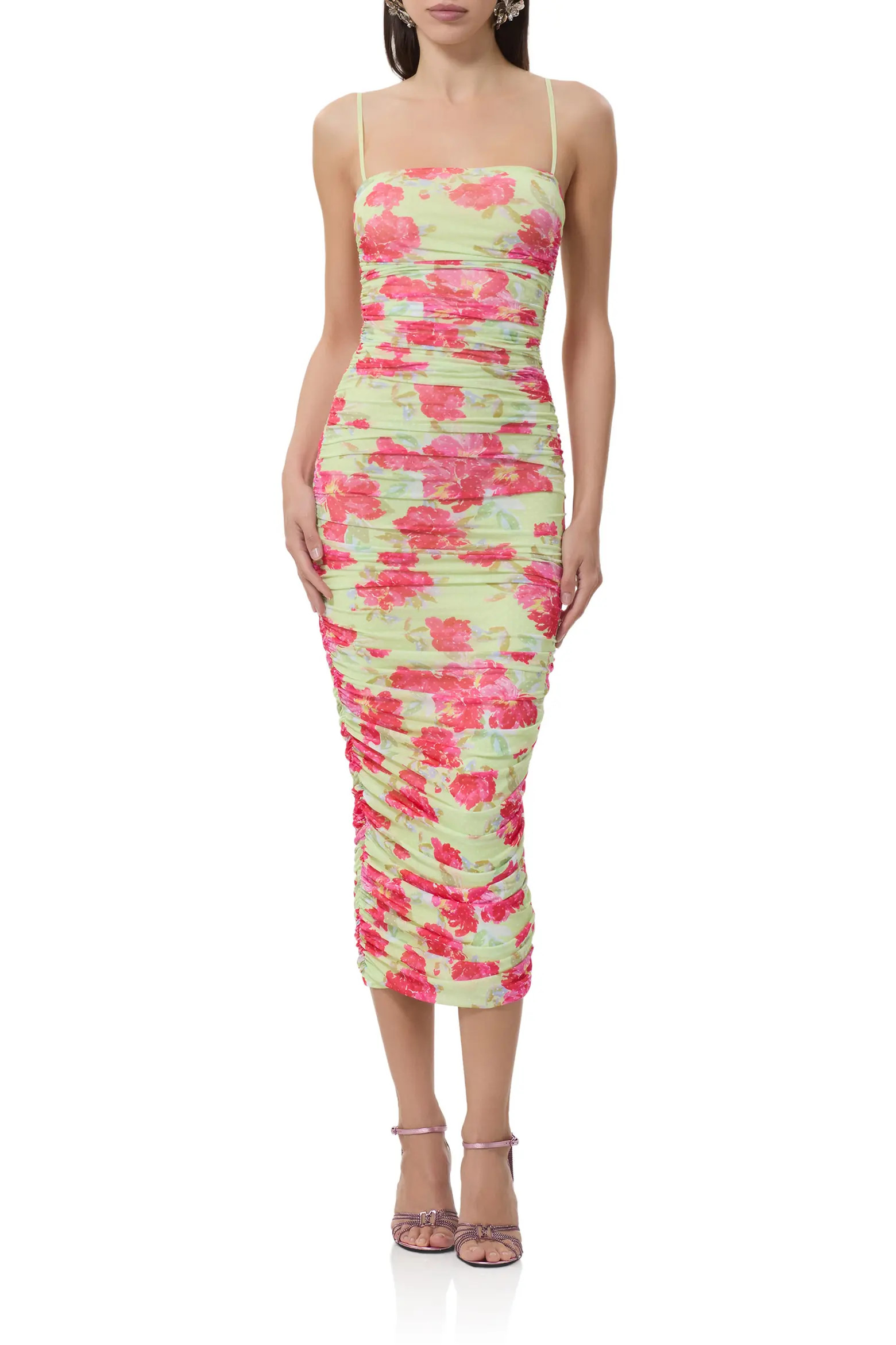Hazel Ruched Mesh Midi Dress (Women) | Nordstrom | Nordstrom