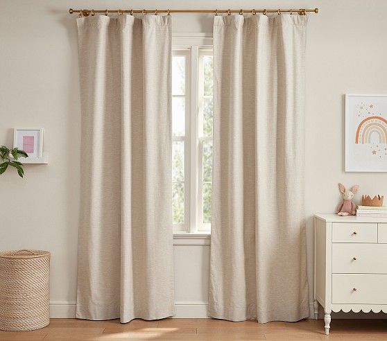 Evelyn Linen Blackout Curtain | Pottery Barn Kids