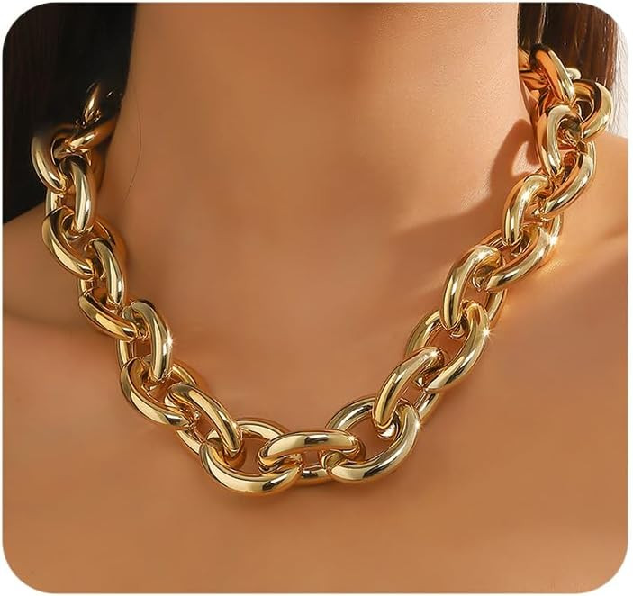 YOOESTORES82 Chunky Gold Cuban Chain Choker Necklaces,Trendy Punk Hip Hop Style Link Chain Neckla... | Amazon (US)