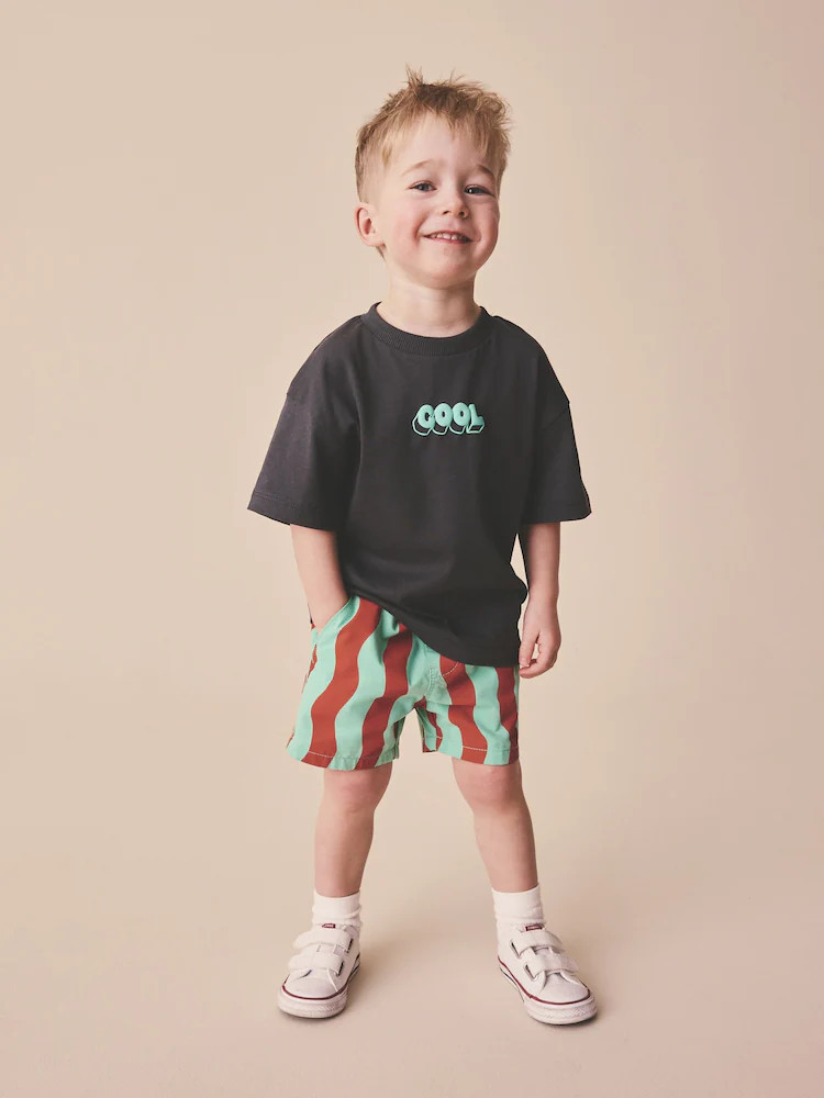 Red/Green Wavy Stripe Pull On Shorts (3mths-7yrs) | Next US