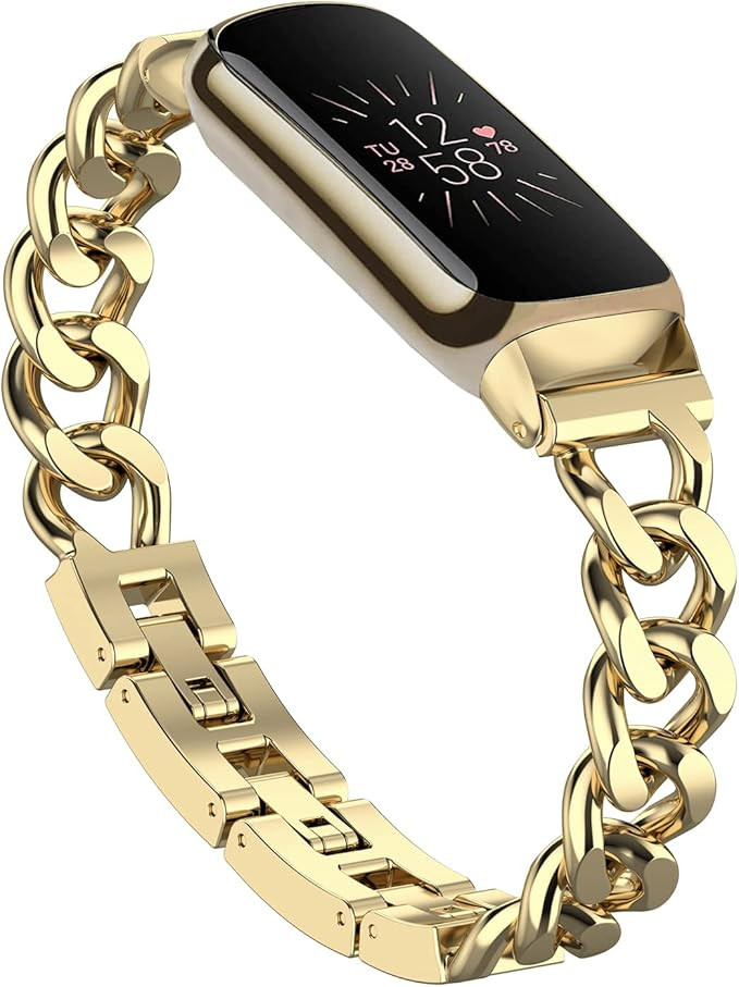 Bolesi Compatible with Fitbit Luxe Bands,Slim Metal Band Stainless Steel Adjustable Straps Replac... | Amazon (US)