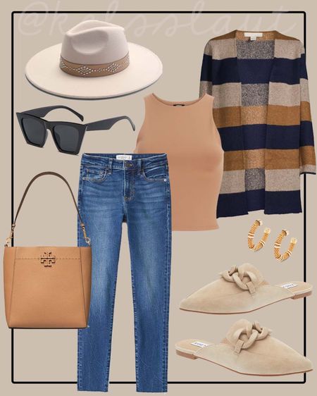 Outfit idea, Walmart outfit, fall outfit, fall fashion, striped cardigan, Abercrombie jeans, Steve Madden flats, Tory Burch bag 

#LTKunder50 #LTKstyletip #LTKSeasonal