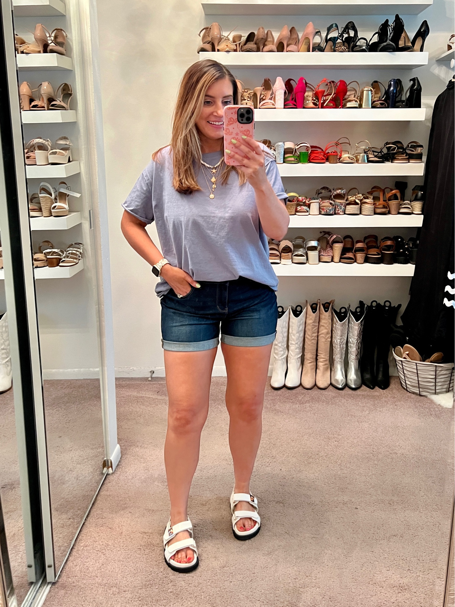 Free People look for less boxy tee, casual outfit, denim shorts, white chunky sandals, summer outfit 

#LTKStyleTip #LTKShoeCrush #LTKFindsUnder50