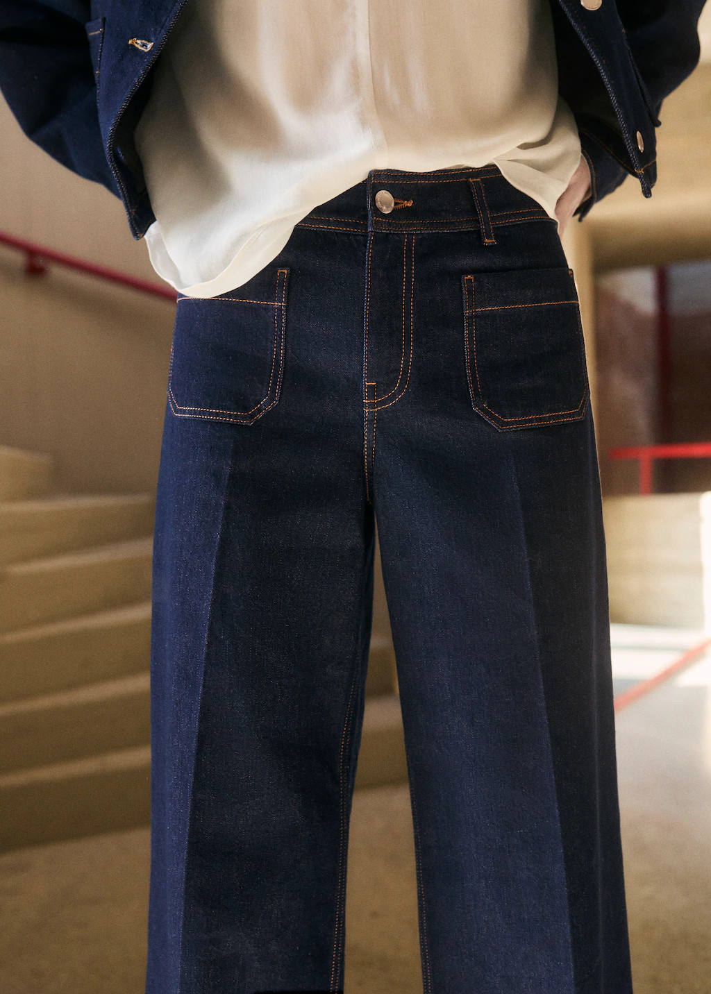 Wideleg jeans with pockets rinse wash - Women | MANGO USA | Mango (US/MX/AU)