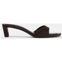 Zara - Suede Heel Sandals - Chocolate Brown - 10 - Woman | Zara US