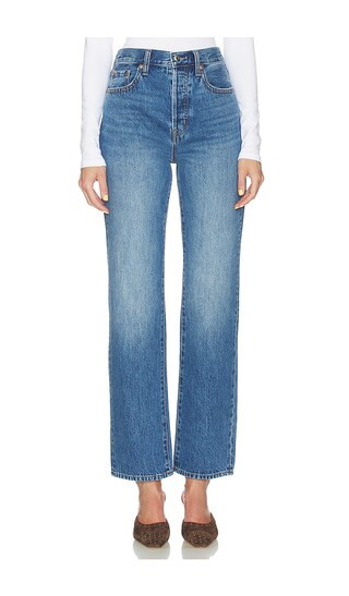 Cassie Super High Rise Straight Jeans in Capri | Revolve Clothing (Global)