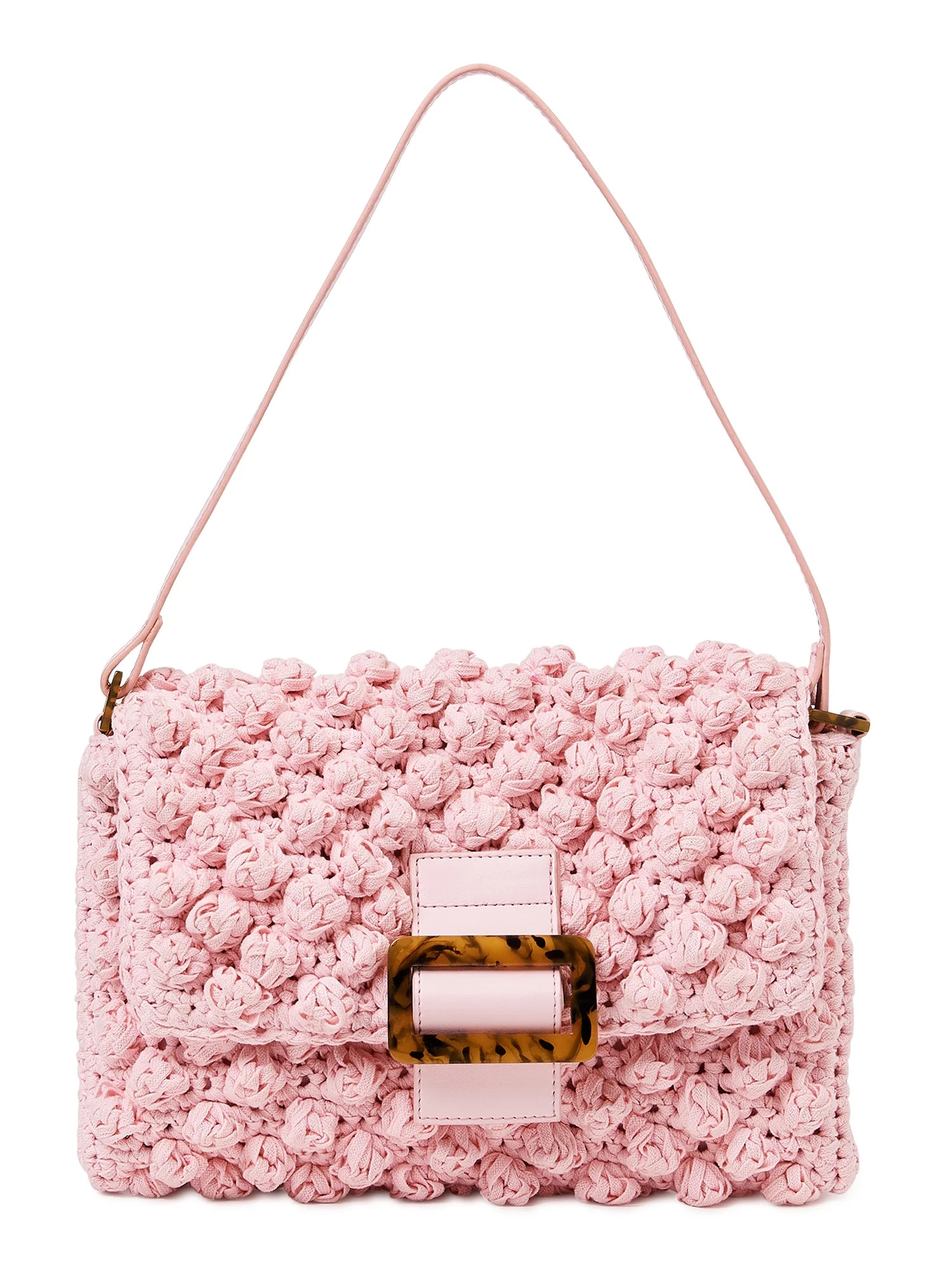 No Boundaries Women’s Festival Baguette Bag Pink Starlight Crochet - Walmart.com | Walmart (US)