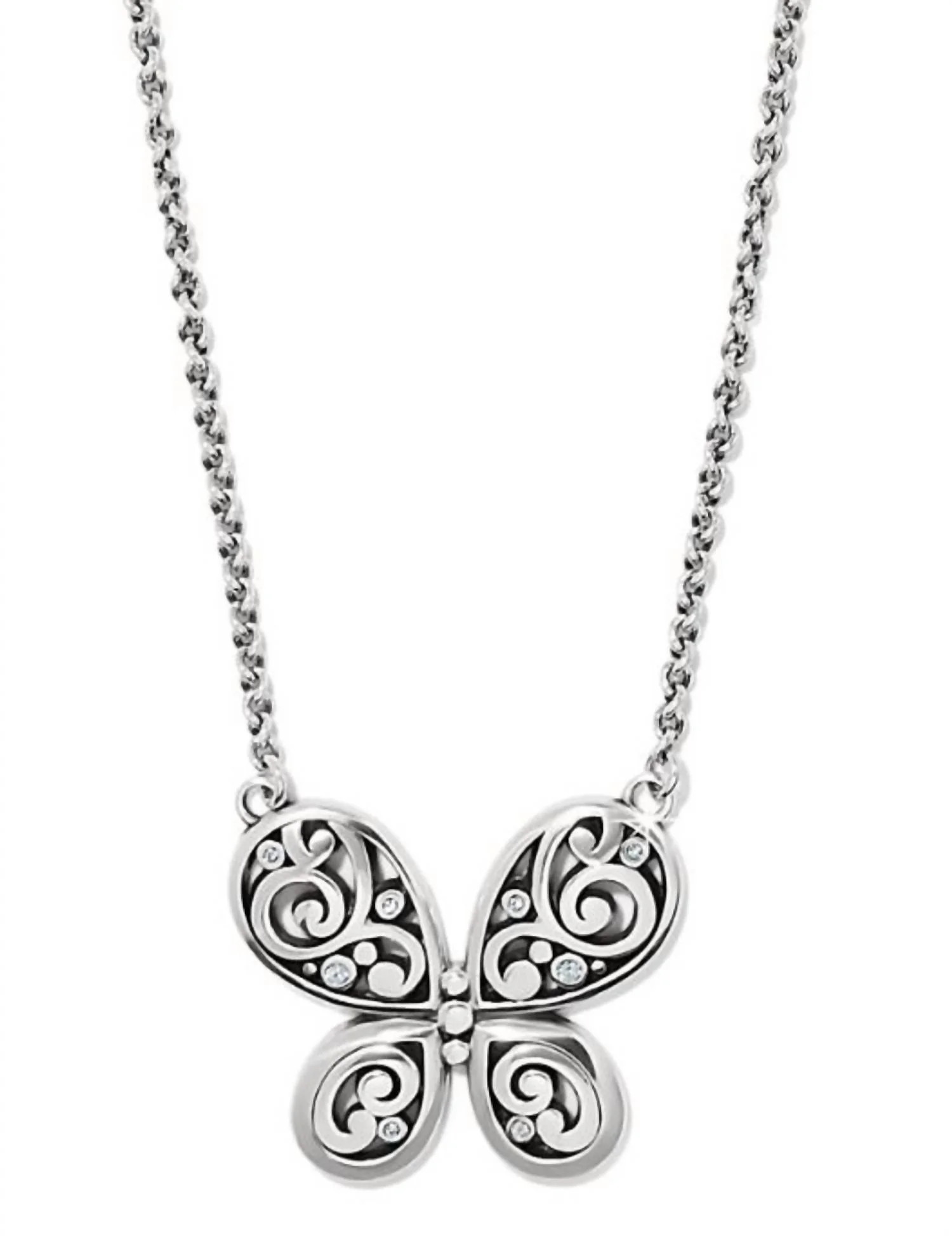 Contempo Butterfly Necklace In Silver | Shop Simon