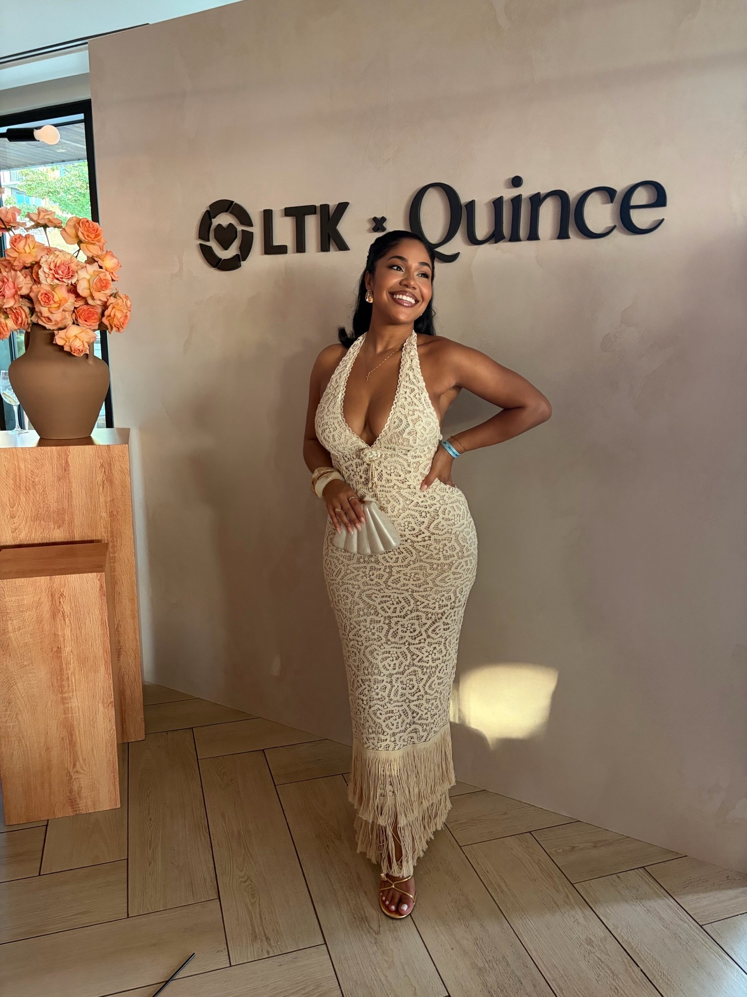 Still not over this LTKCON look 😍🌊✨

The theme was coastal night, so I knew it was time for a halter moment, gold accessories & ALL the bronzy, sparkly skin.

This Bloomingdale’s dress was made for the theme, and I paired it with gold Topshop heels, ASOS shell earrings and my Zara seashell bag that I’ve somehow been holding onto for FOUR years just waiting for the right moment. 😂🐚

For the glow, I layered Kopari all over for that bronzed finish, then topped it off with Fenty Beauty Diamond Bomb ✨

And yes, I did my own hair + makeup! 🥰 I think this whole look came together. 
￼
#LTKCon #LTKCon2026 #LTKStyleTip #EventStyle #CoastalStyle #OOTD #OutfitIdeas

#LTKCon #LTKCon

#LTKootd