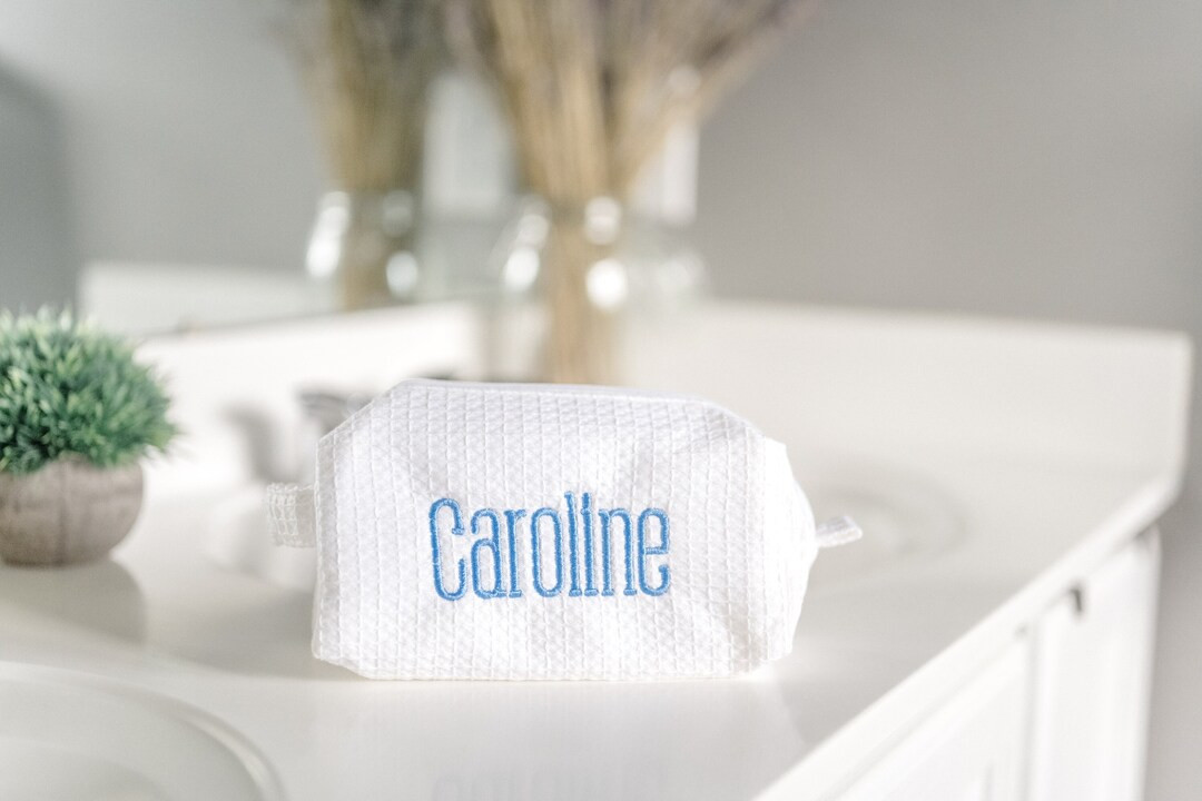 Small Waffle Cosmetic Travel Bag With Embroidered Name or - Etsy | Etsy (US)