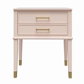 Westerleigh 23.6 in. Pink Rectangle End Table with Drawer | The Home Depot