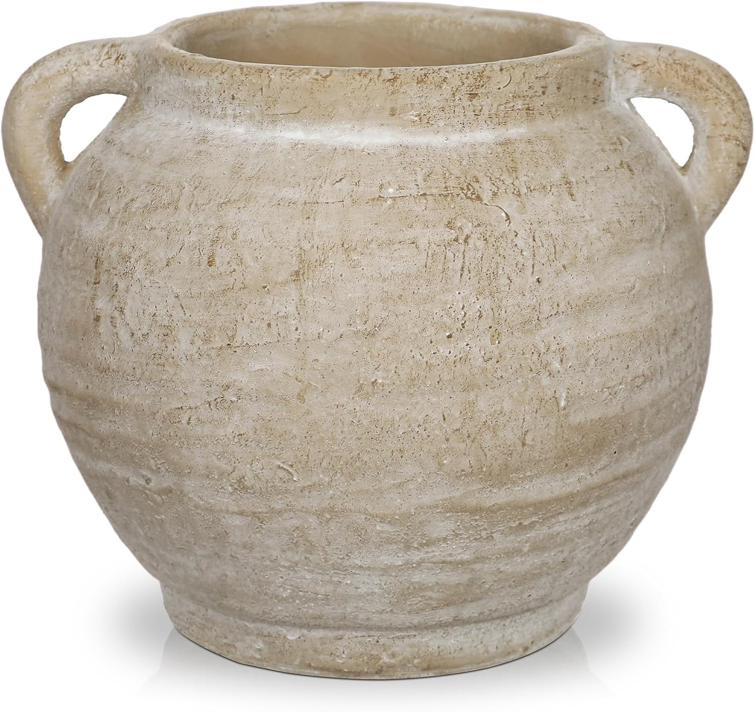 Briful Rustic Farmhouse Vase with Handles, 7.4" Ceramic Vases for Tabletop | Amazon (US)