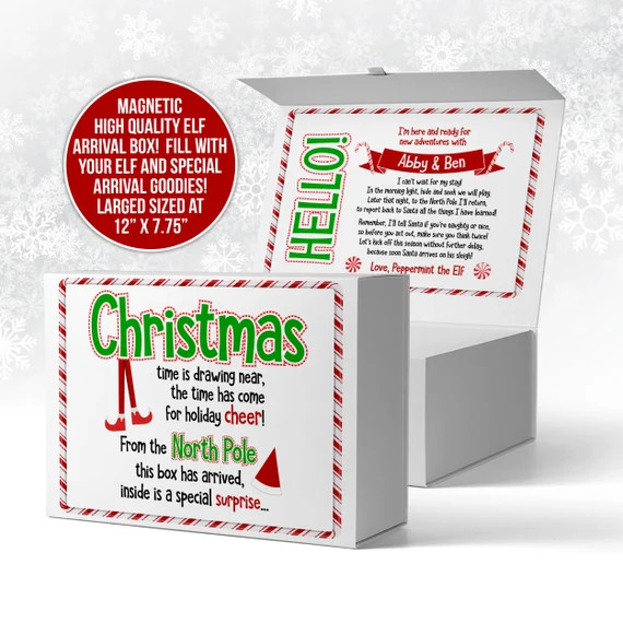elf arrival gift box | christmas elf gift box for elf arrival and elf goodies elf hello box chris... | Etsy (US)