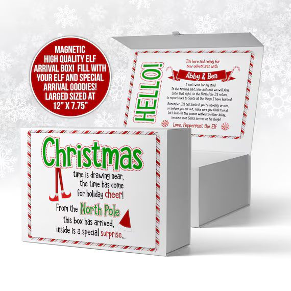 elf arrival gift box | christmas elf gift box for elf arrival and elf goodies elf hello box chris... | Etsy (US)