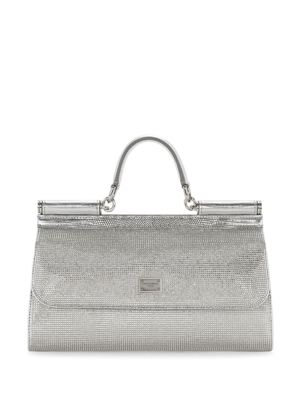 Dolce & Gabbana small Sicily rhinestone top-handle bag - Silver | Farfetch Global