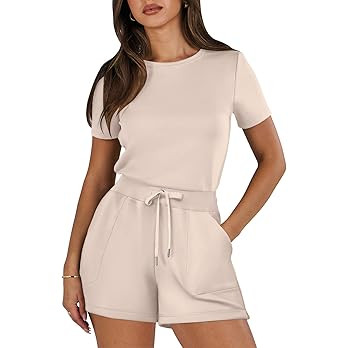 ANRABESS Women's Summer Casual Dressy Short Sleeve Tshirt One Piece Rompers Jumpsuit Beach Travel... | Amazon (US)