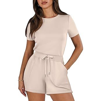 ANRABESS Women's Summer Casual Dressy Short Sleeve Tshirt One Piece Rompers Jumpsuit Beach Travel... | Amazon (US)