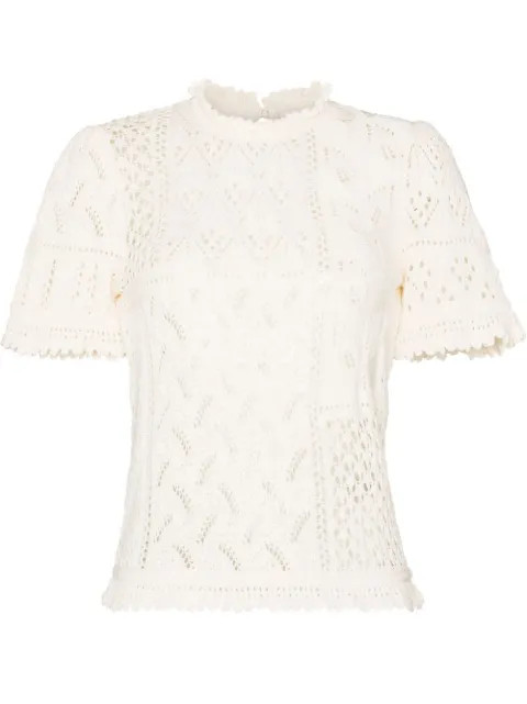 short-sleeve crochet top | Farfetch Global