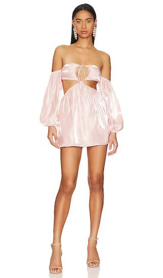 Nadia Off Shoulder Dress in Blush Pink | Revolve Clothing (Global)